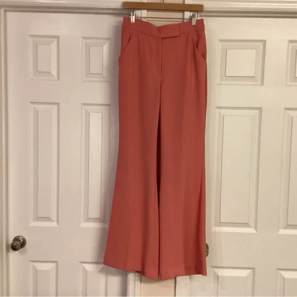 Express Pink Super High Waisted Twill Flare Trouser Pants - Picture 3 of 9